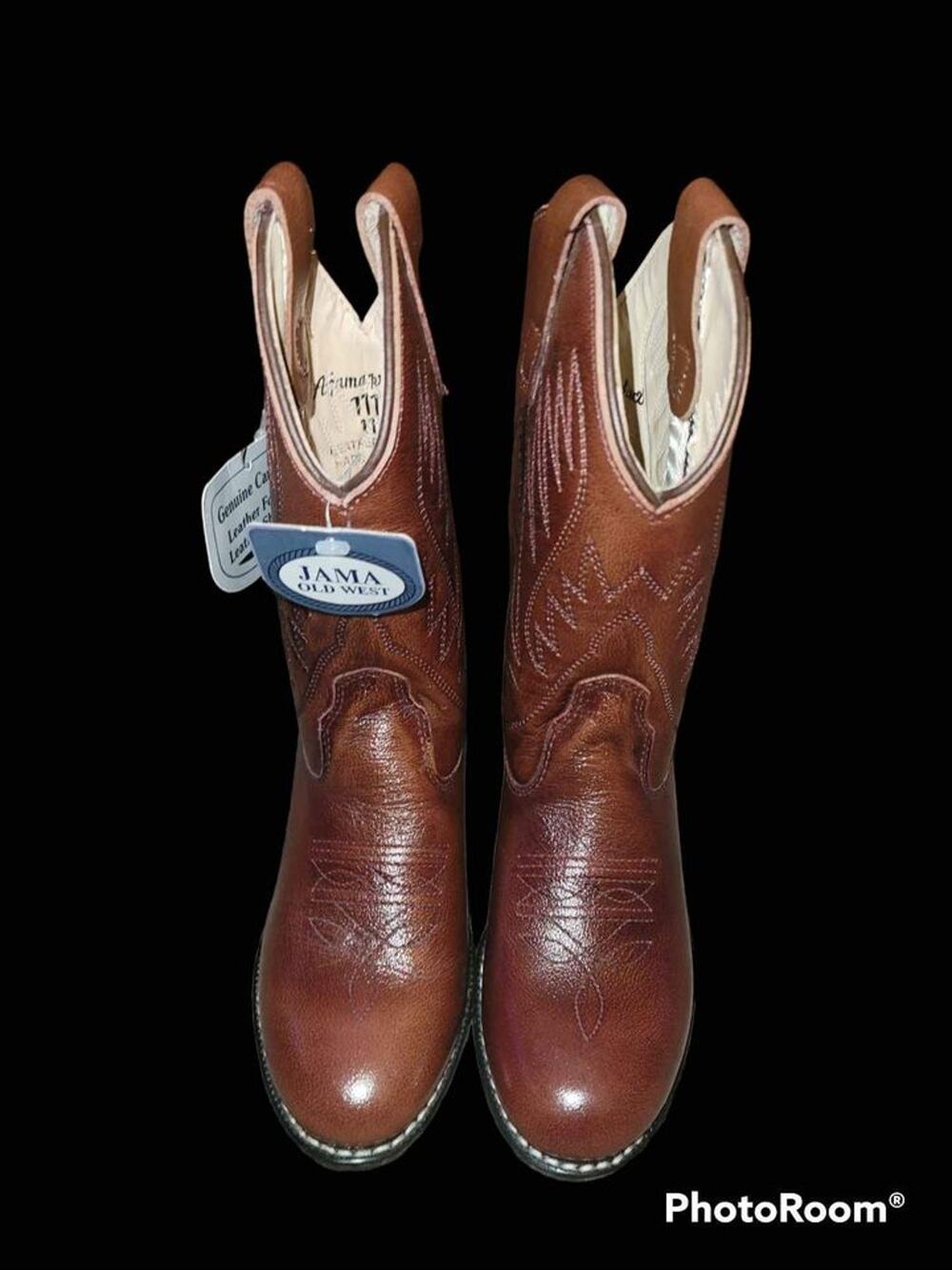 NWT, Old West Kids Jama Cowboy Boots Brown, Size 1.5.